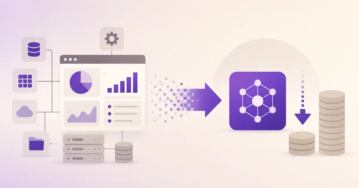 Split illustration showing a US enterprise dashboard flowing into a lower-cost AI model, symbolizing the shift toward cheaper open-source models